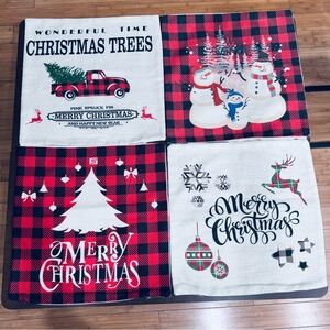 Holiday Throw Pillow Covers 🎄Red & Black Buffalo Check and Cream Burlap Covers